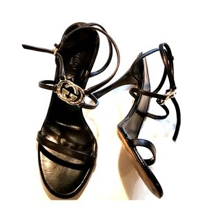 Classic Strappy Britt Nappa Gucci Sandals, Sz 7